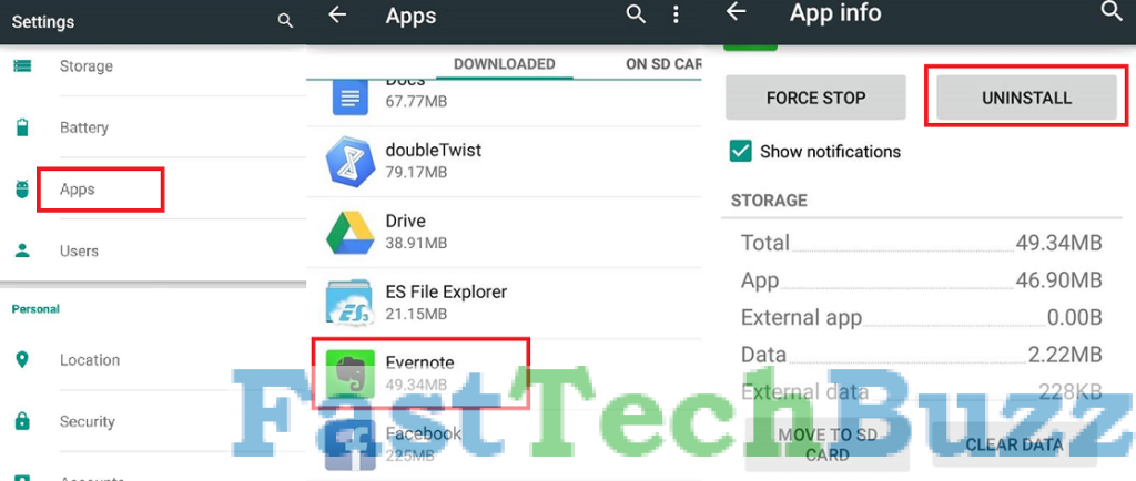Uninstall App in Android